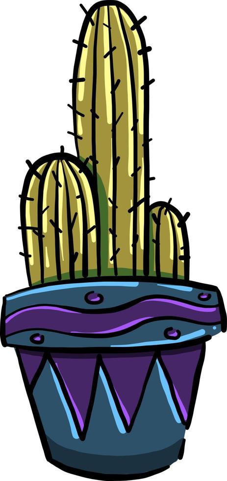 cactus en maceta púrpura, ilustración, vector sobre fondo blanco