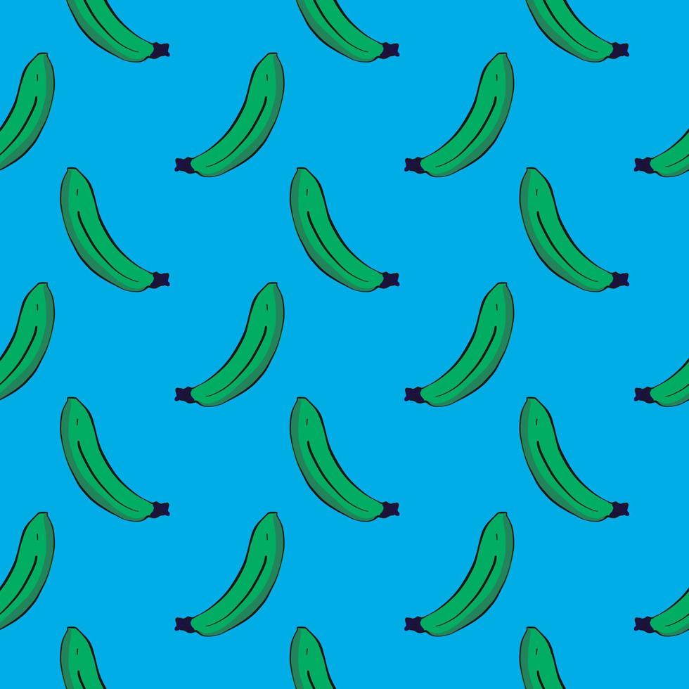 Little green banana,seamless pattern on dark blue background. vector