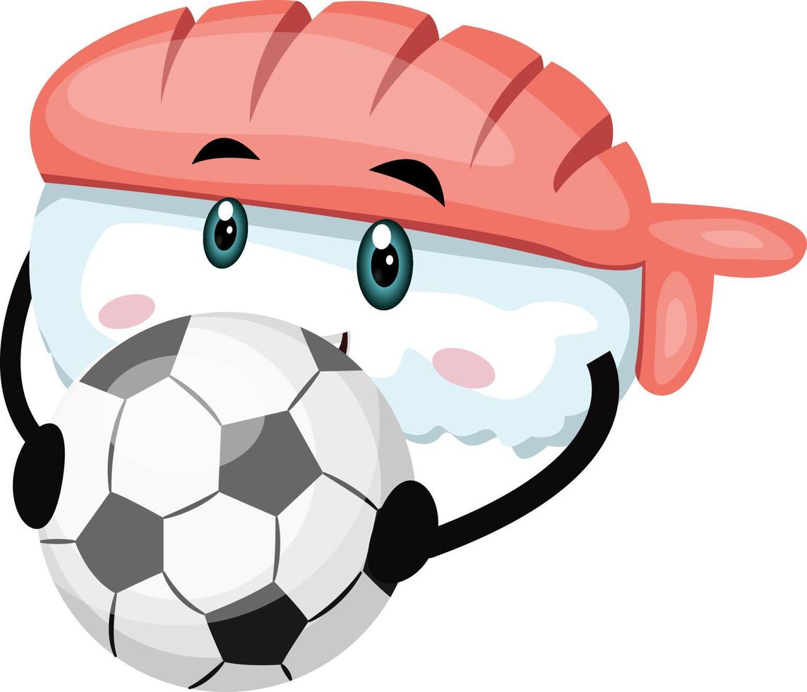 Sushi with football, illustration, vector on white background.