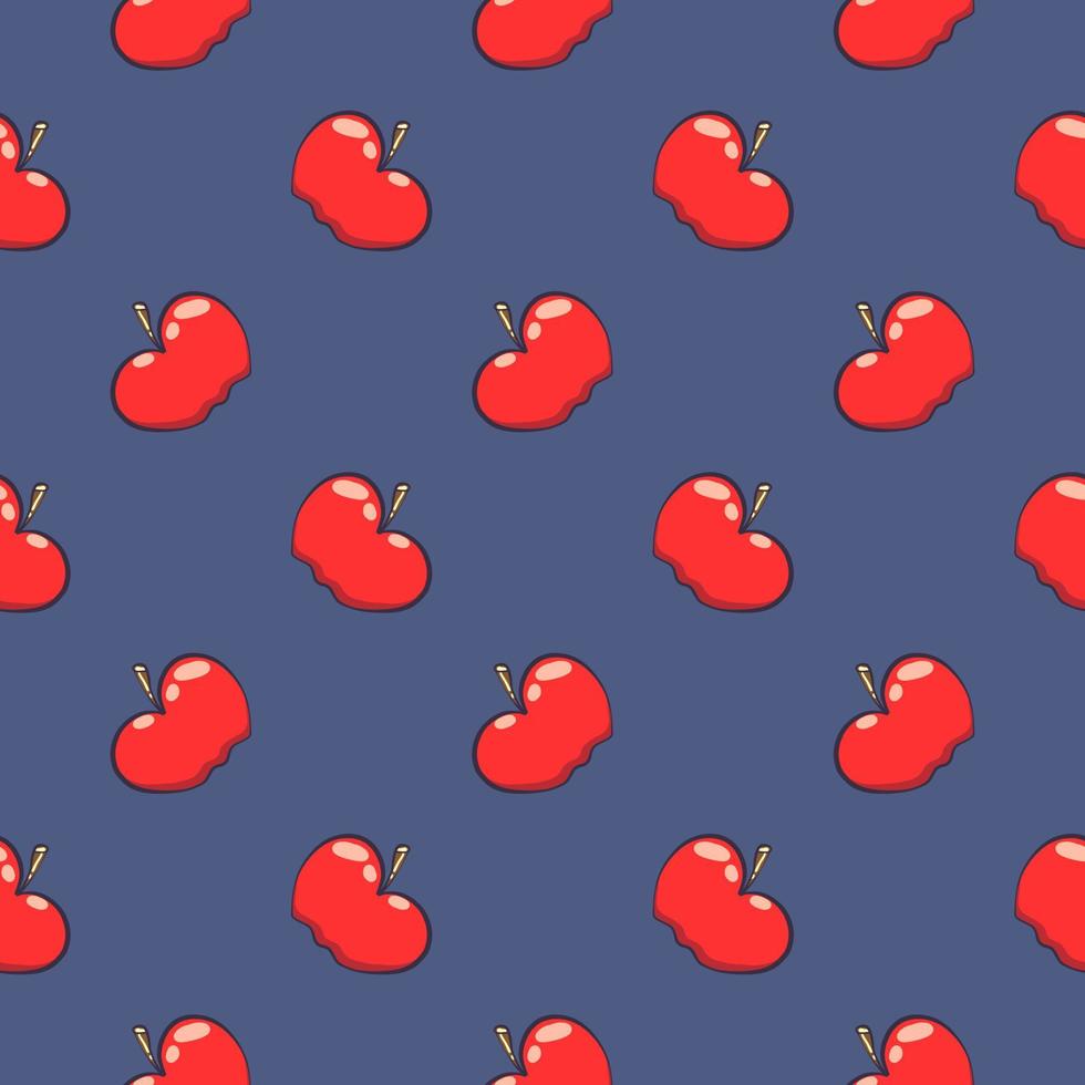 Red apple , seamless pattern on a blue background. vector