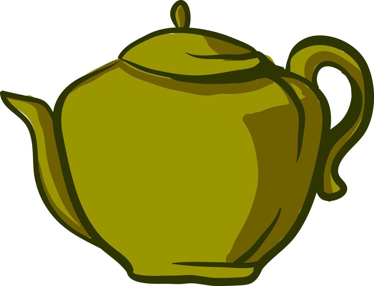 Yellow tea pot, illustration, vector on white background.