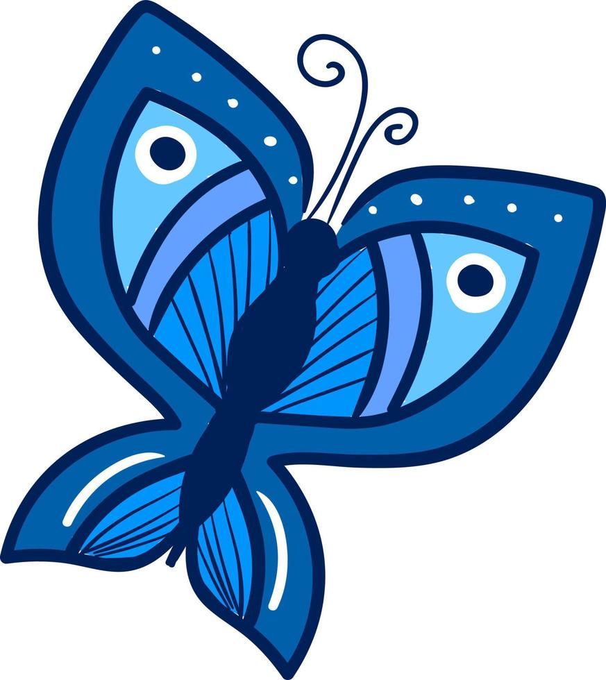 mariposa azul, ilustración, vector sobre fondo blanco