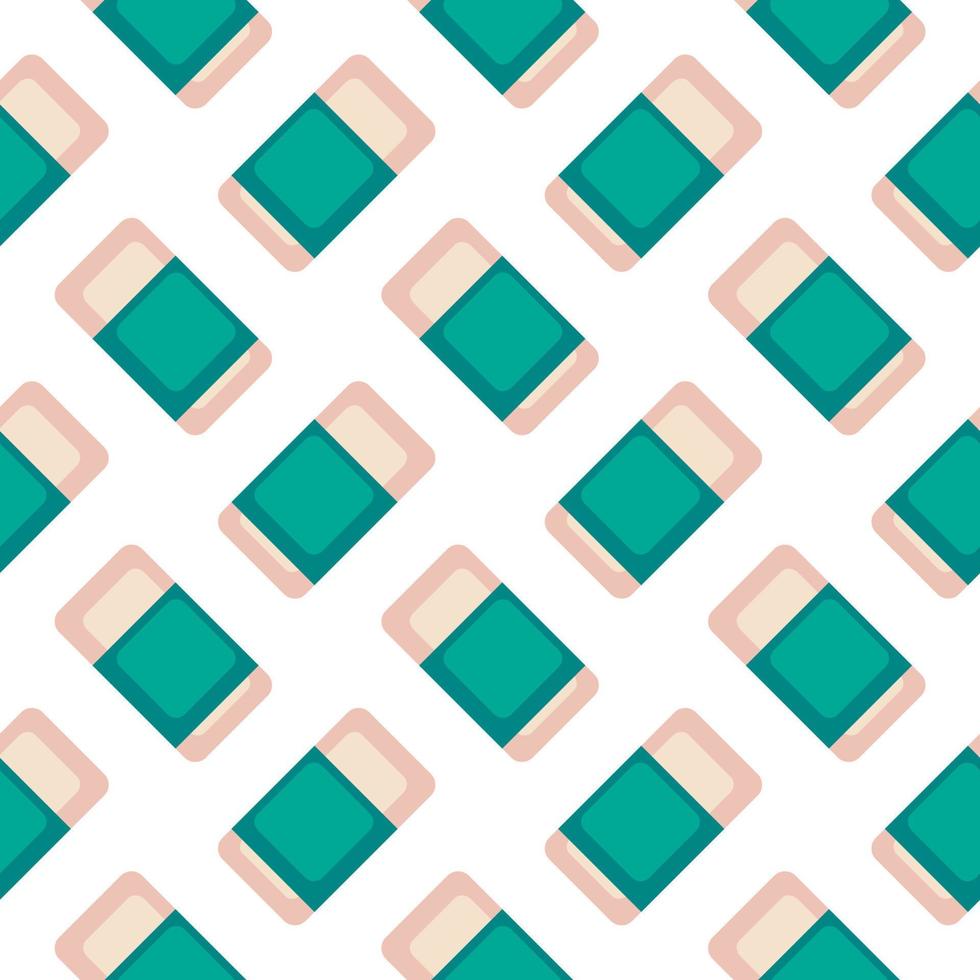 Green eraser ,seamless pattern on white background. vector