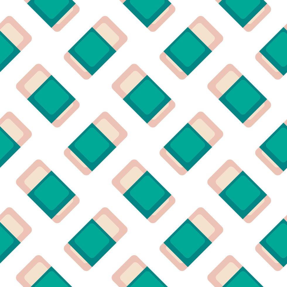 Green eraser ,seamless pattern on white background. vector