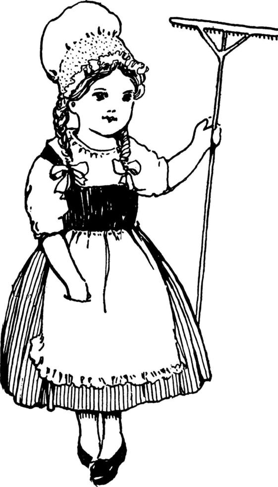 German Doll, vintage illustration. vector