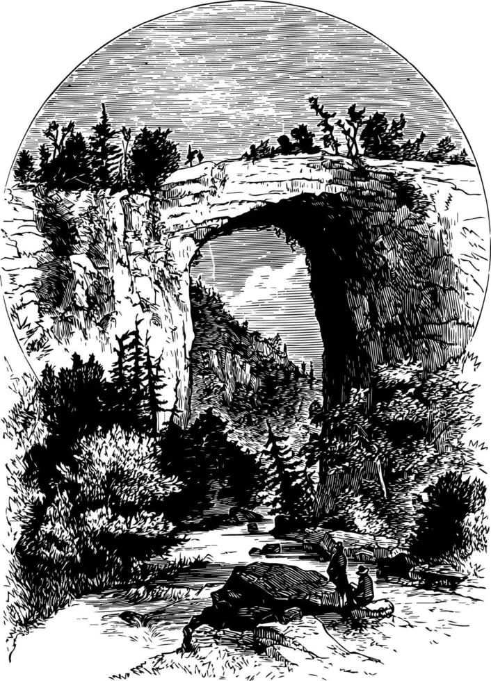 The Natural Bridge in Virginia vintage illustration vector