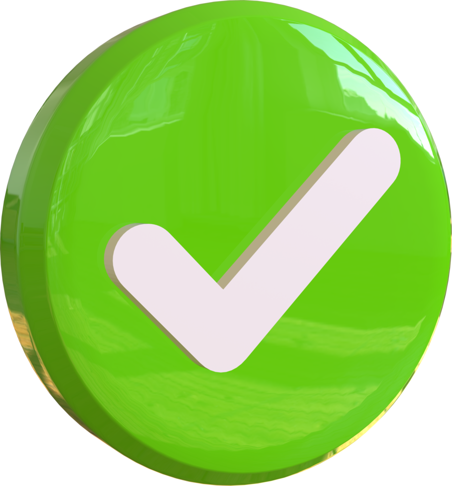 marca verde, verifique el icono 3d render png