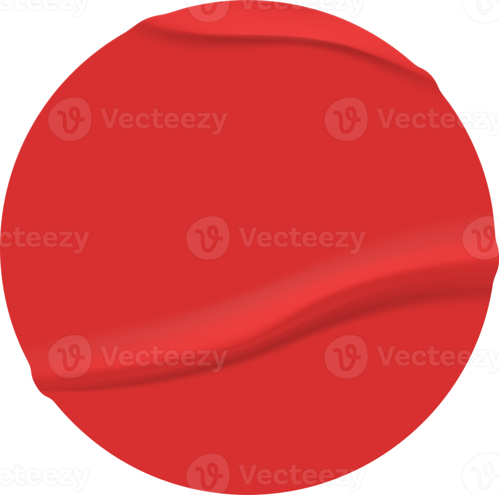 Crumpled fabric circle red color. png