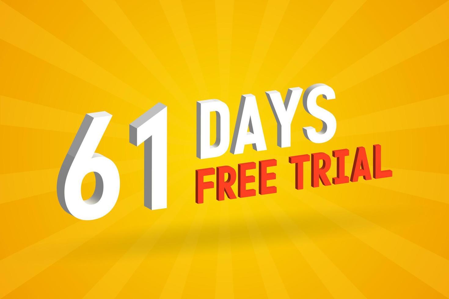 oferta gratuita 61 días de prueba gratuita texto 3d stock vector