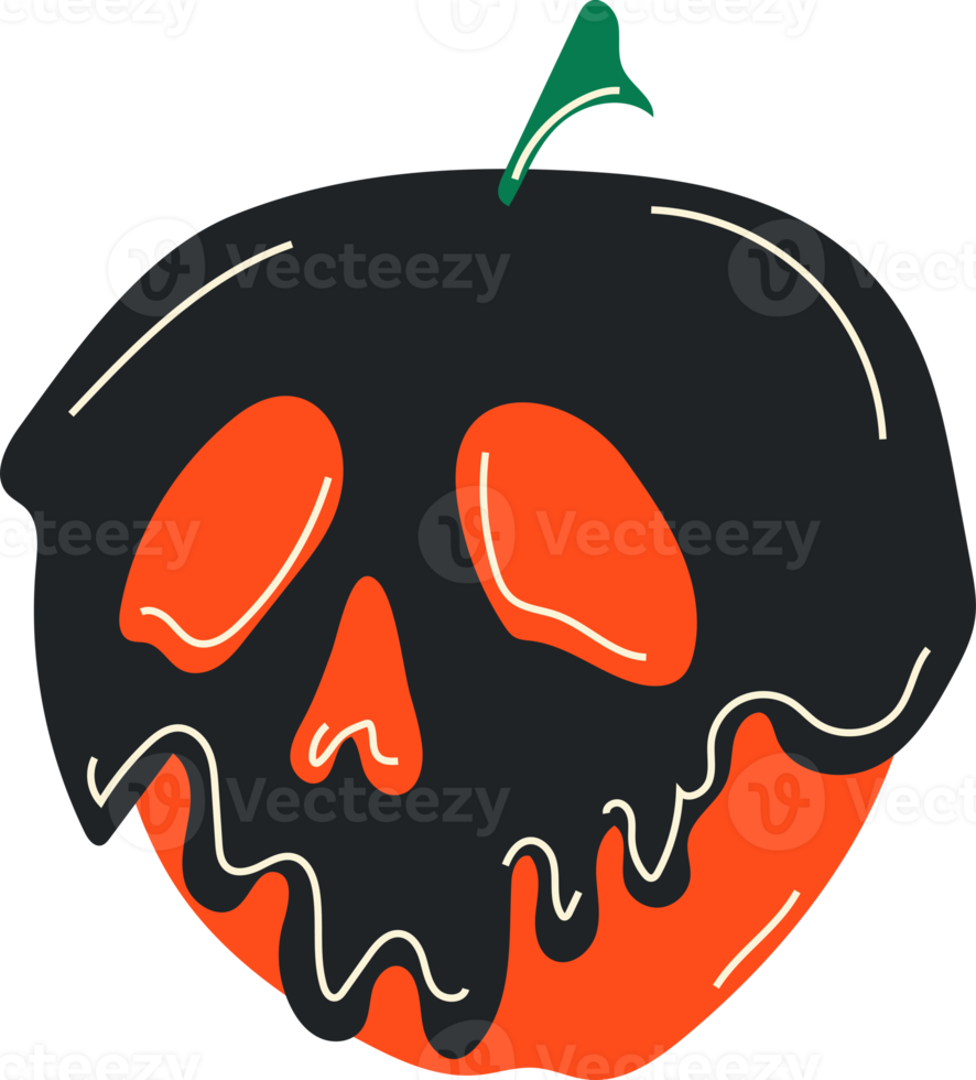 coleção de adesivos de maçãs de halloween bonito em estilo desenhado à mão. maçã branca de neve png