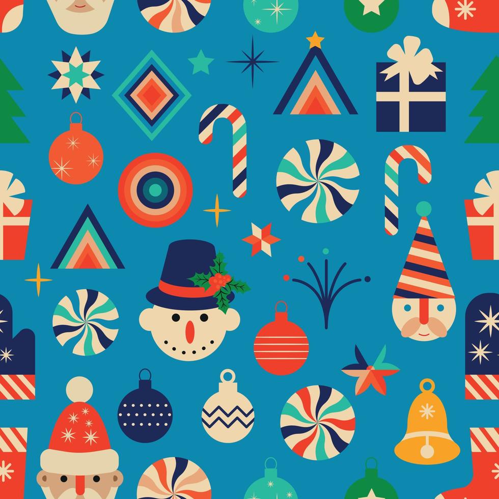 Vintage Christmas pattern with Christmas toys. Christmas seamless background vector