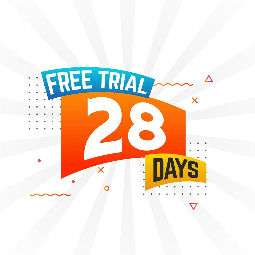 28 Days free Trial promotional bold text stock vector
