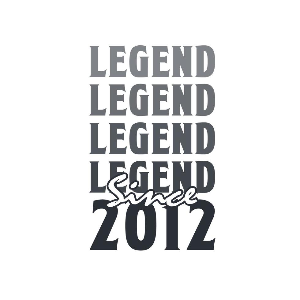 Legend Since 2012,  Born in 2012 birthday design vector
