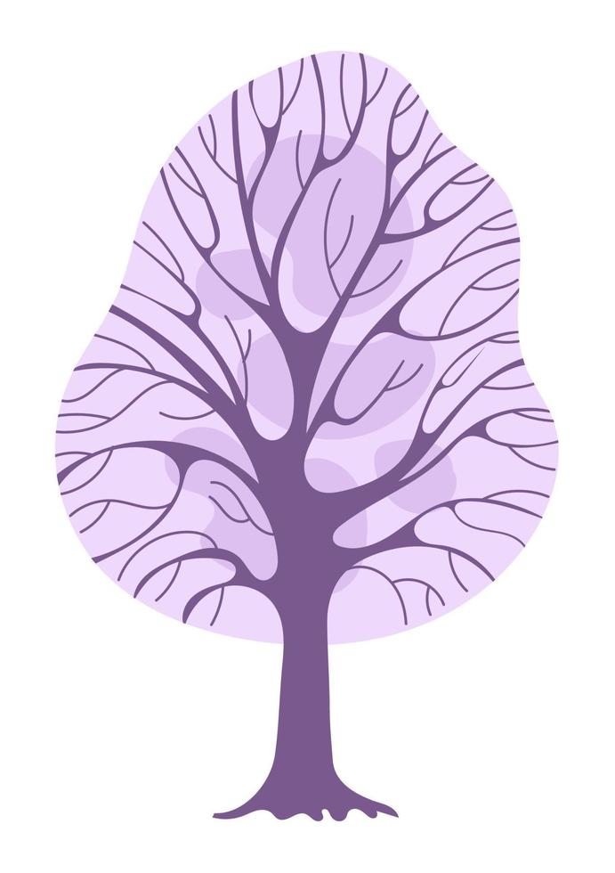 Winter trees snow covered crowns vector illustration.