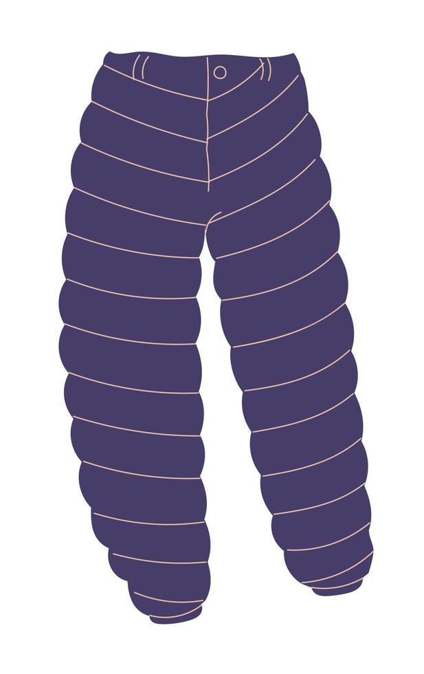 Warm down pants element of winter clothes and outerwear. vector