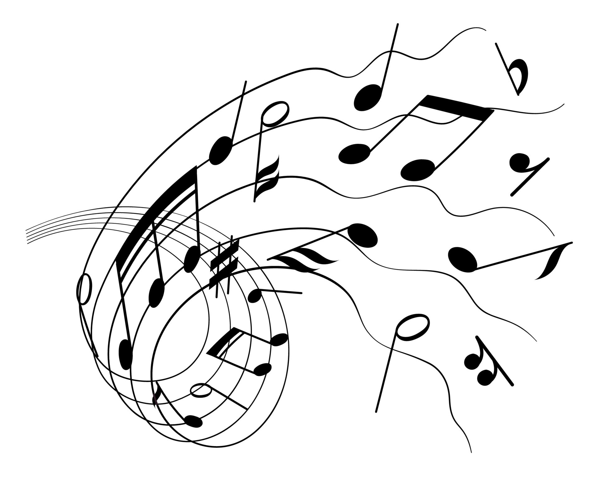 Music notes musical elements vector illustration on white background ...