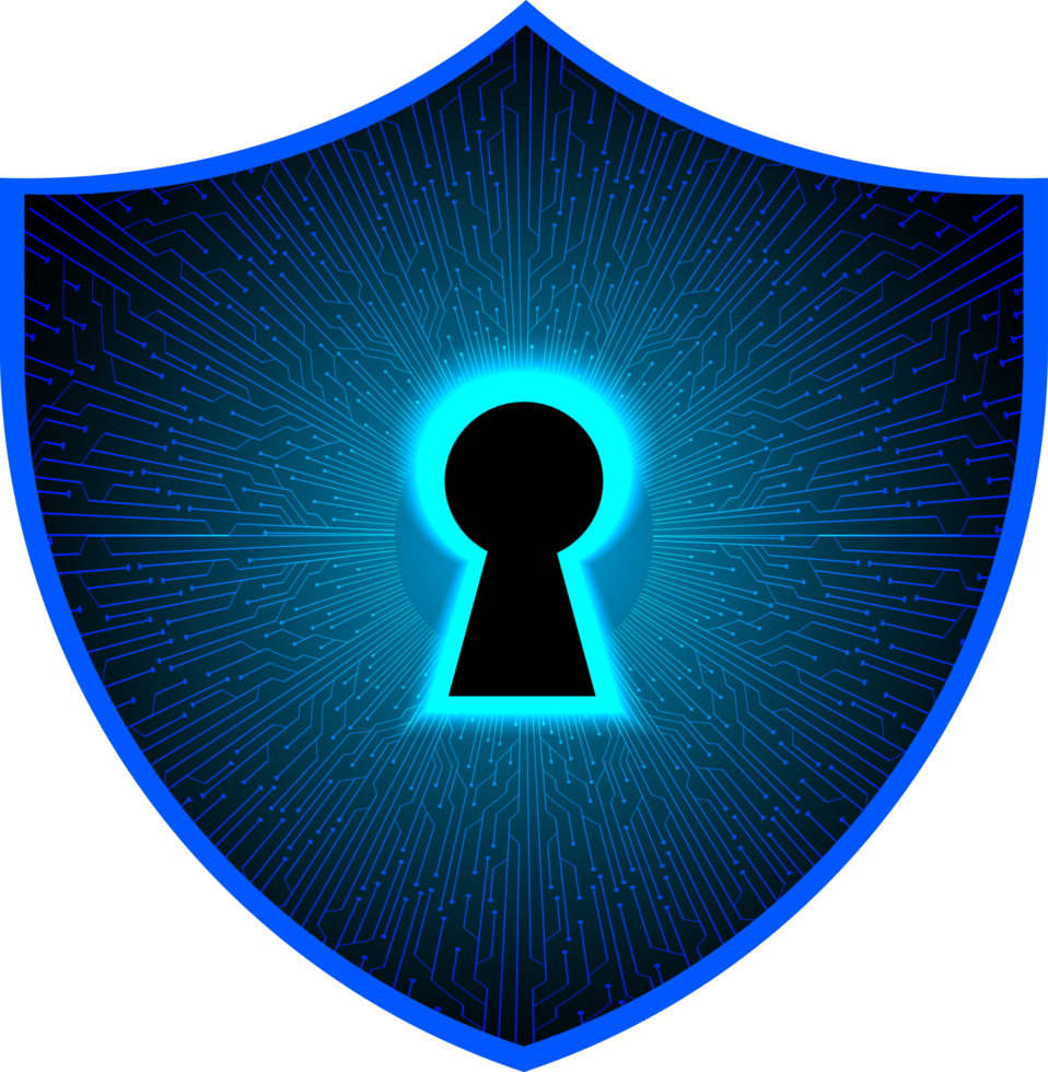 Modern Blue Shield with Lock Crop-out png