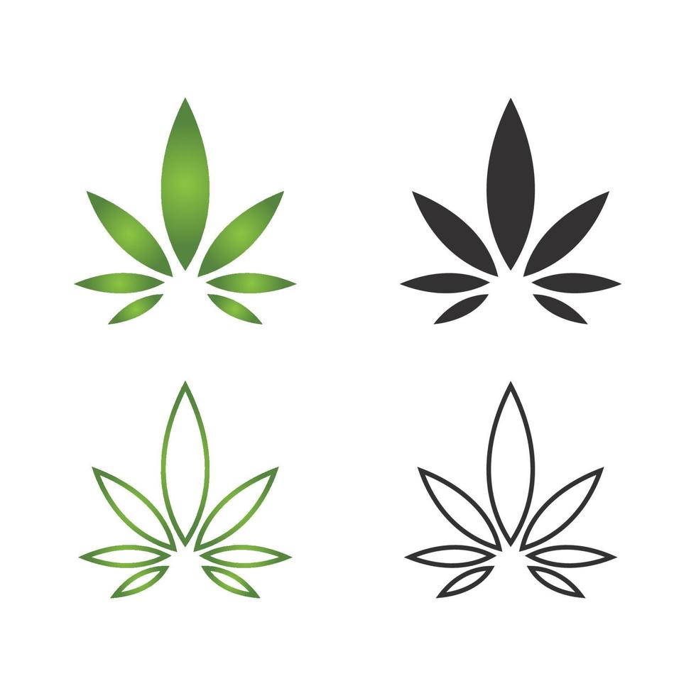 logotipo de cannabis y diseño de vector de icono de hoja de marihuana