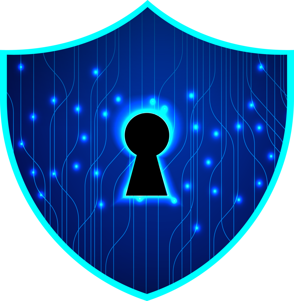 Modern Blue Shield with Lock Crop-out png