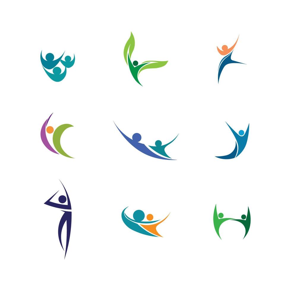 Abstract people logo design.fun people,healthy people,sport,community people symbol vector illustration