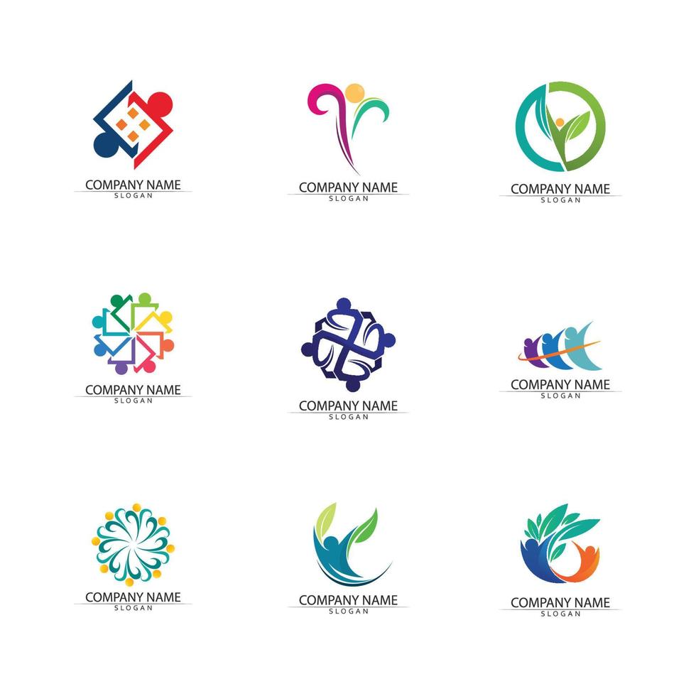 Abstract people logo design.fun people,healthy people,sport,community people symbol vector illustration