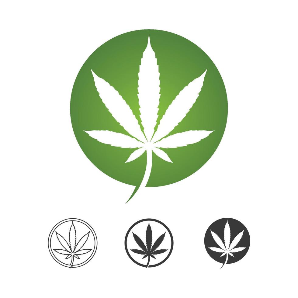 logotipo de cannabis y diseño de vector de icono de hoja de marihuana