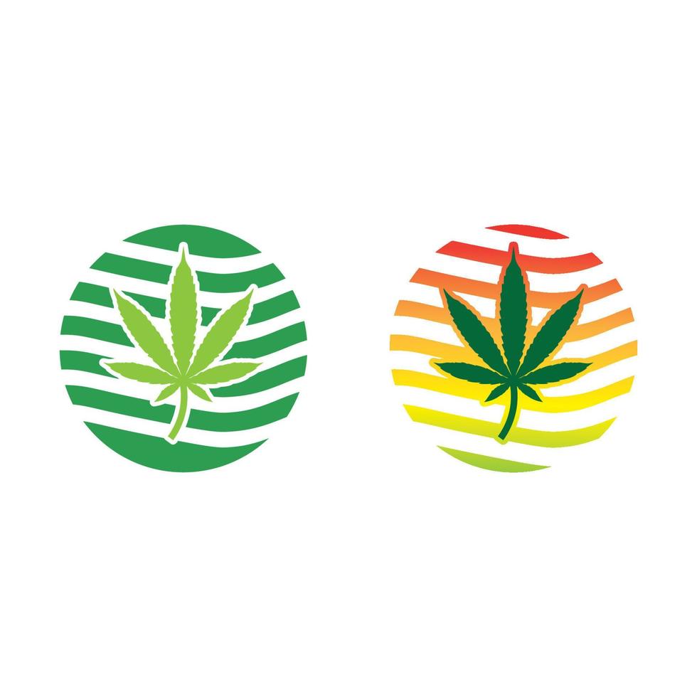 logotipo de cannabis y diseño de vector de icono de hoja de marihuana