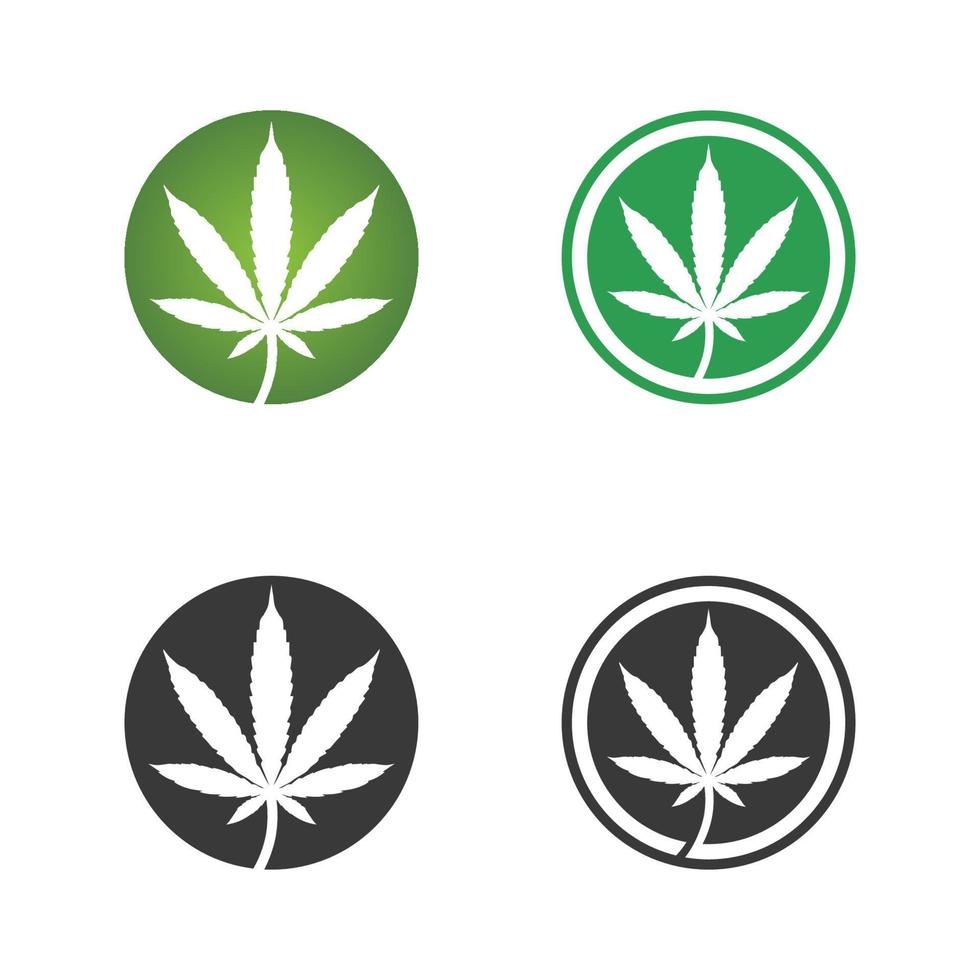 logotipo de cannabis y diseño de vector de icono de hoja de marihuana