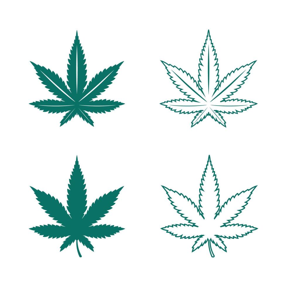 logotipo de cannabis y diseño de vector de icono de hoja de marihuana