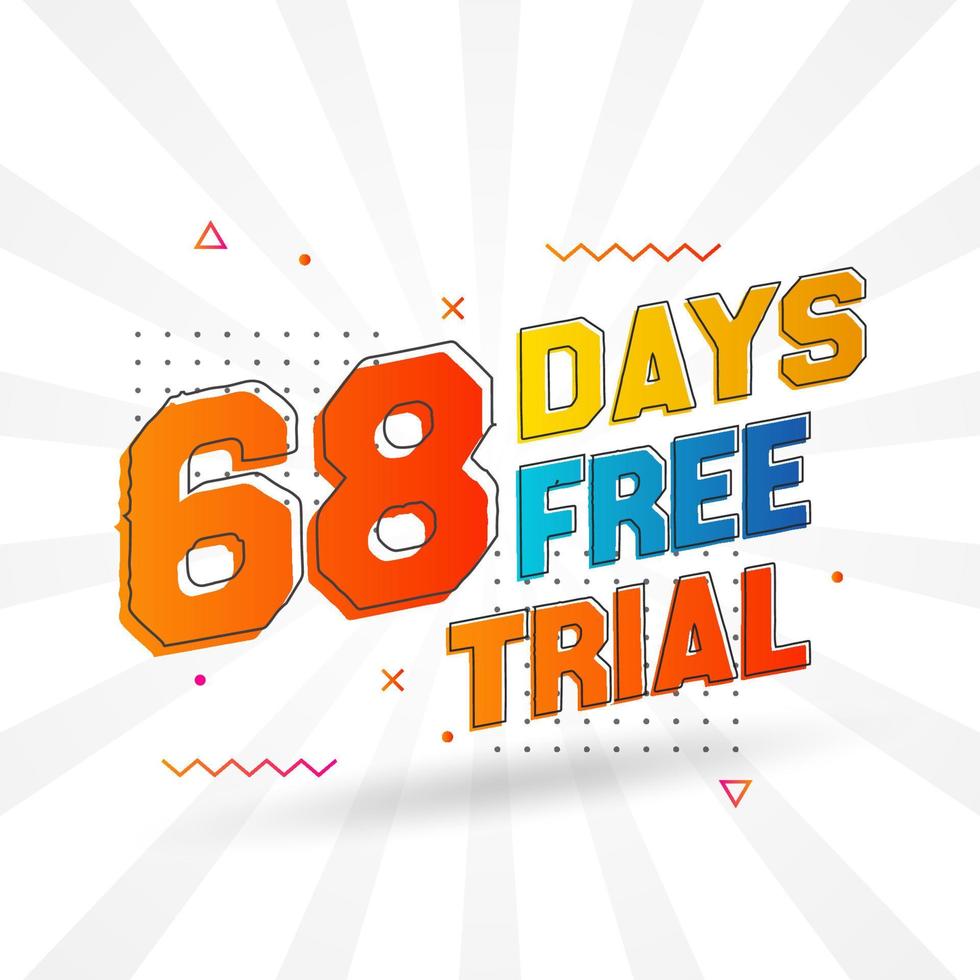 68 días de prueba gratuita vector de stock de texto en negrita promocional