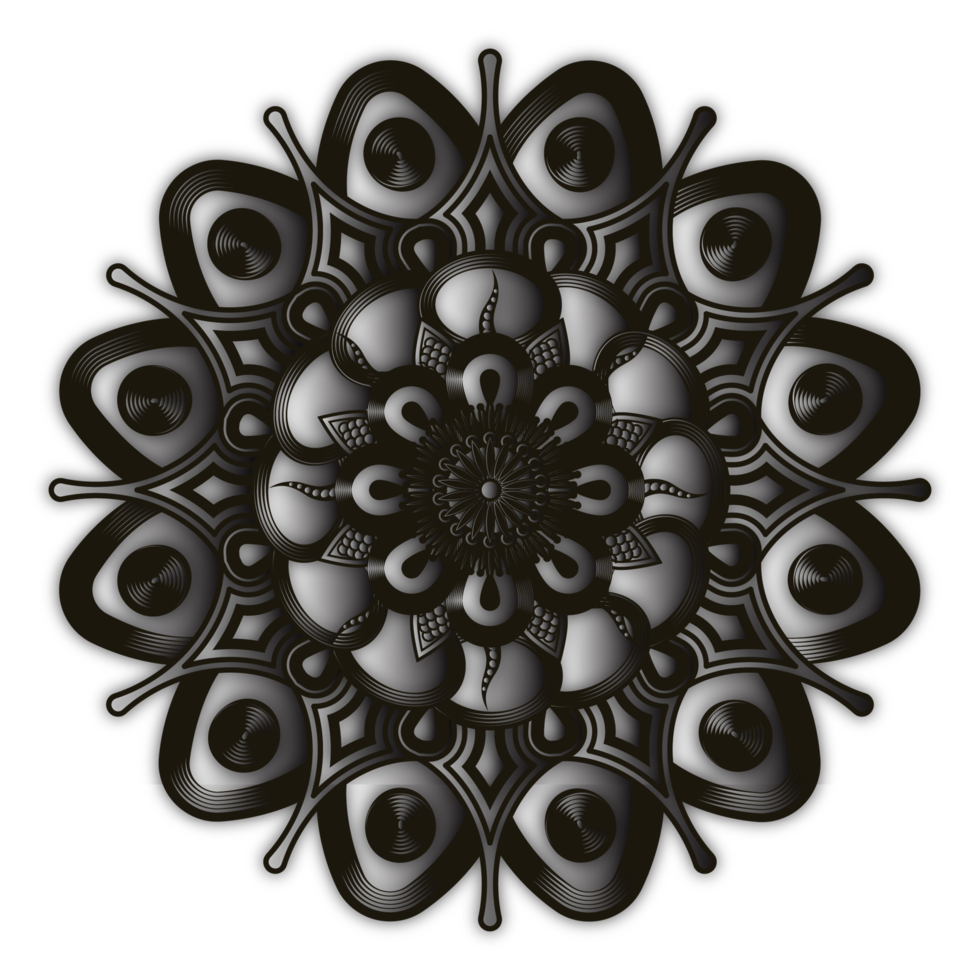 mandala de lujo en color blanco y negro png