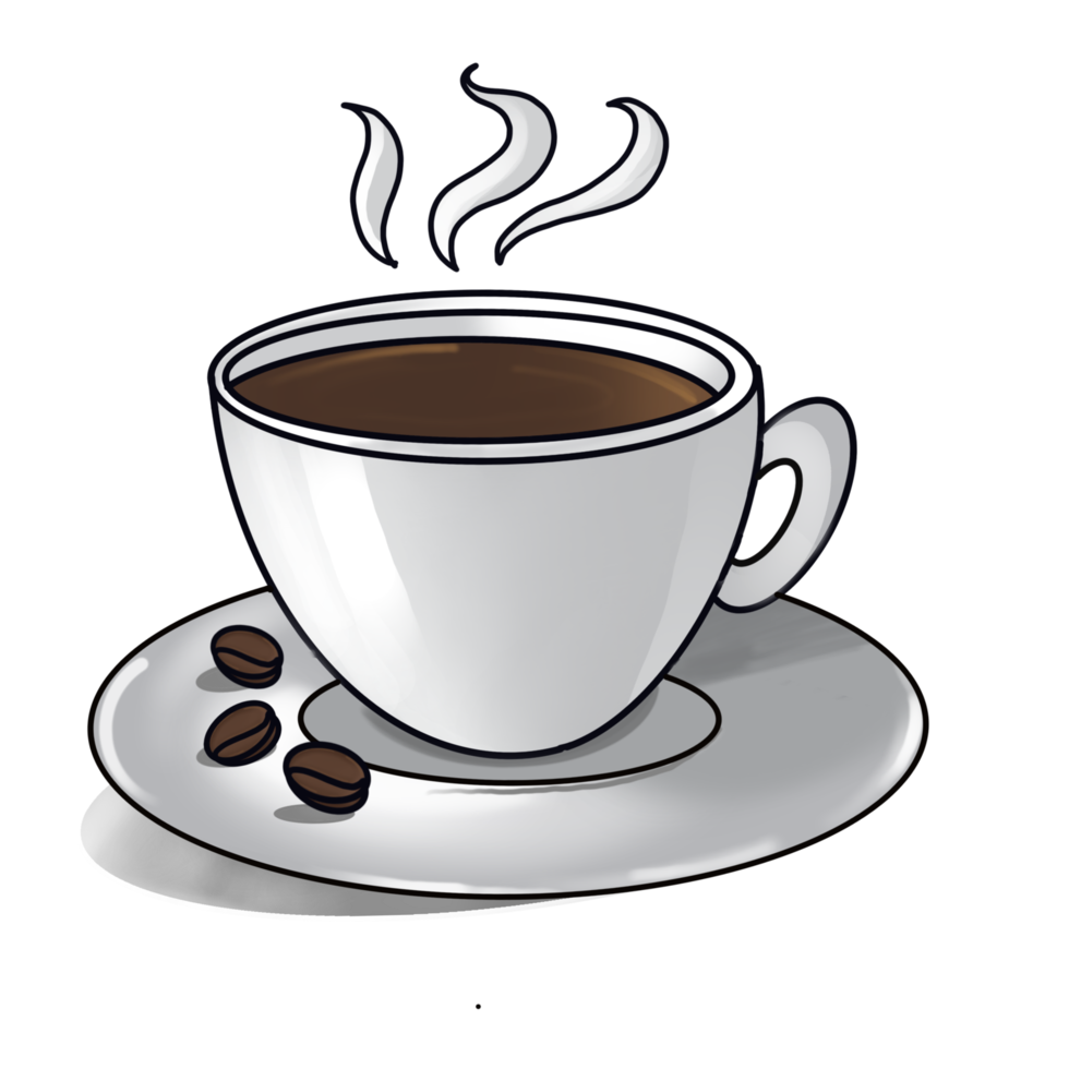 Hand Drawn Cartoon Coffee with Beans png