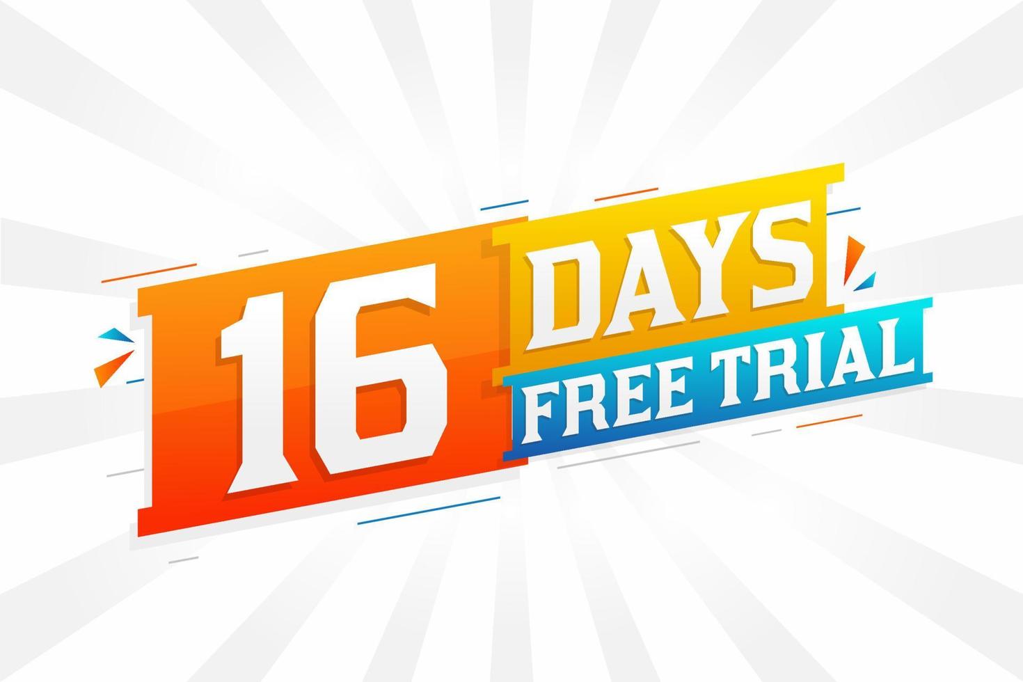 16 días de prueba gratuita vector de stock de texto en negrita promocional