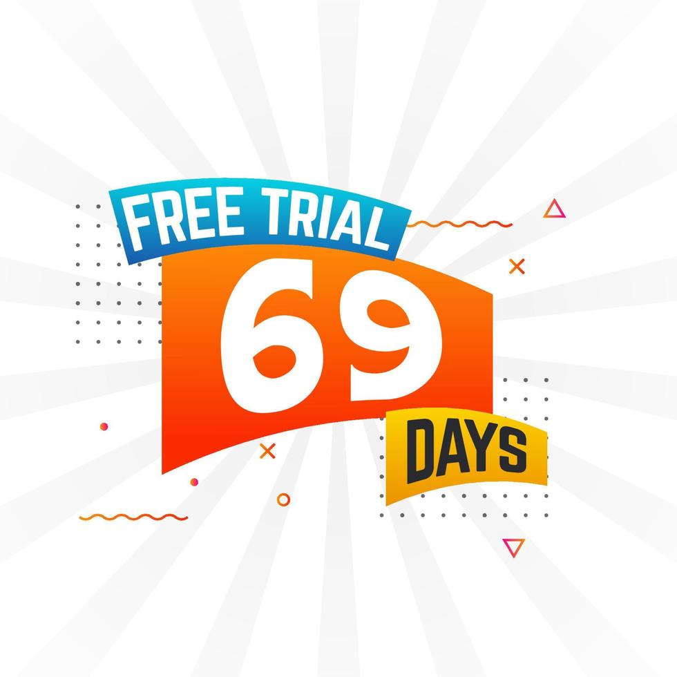 69 días de prueba gratuita vector de stock de texto en negrita promocional