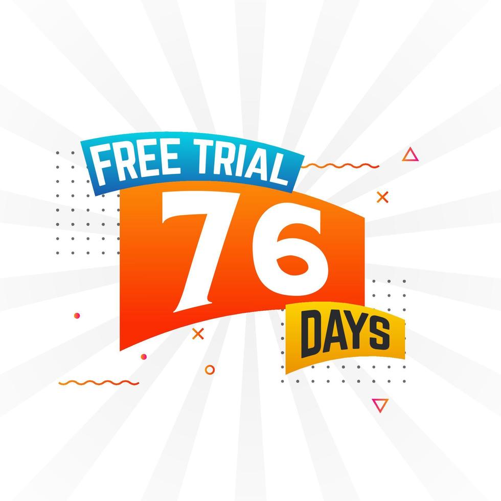 76 días de prueba gratuita vector de stock de texto en negrita promocional