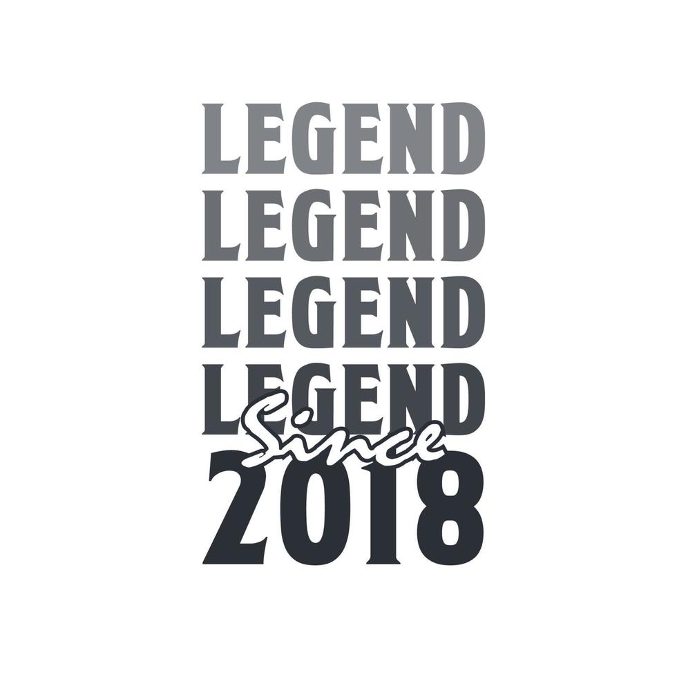 Legend Since 2018,  Born in 2018 birthday design vector