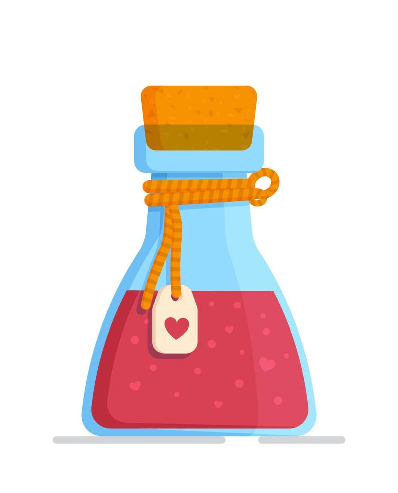 A flask of pink love potion. Vector illustration of Valentine's Day. February 14. Lovers Day.