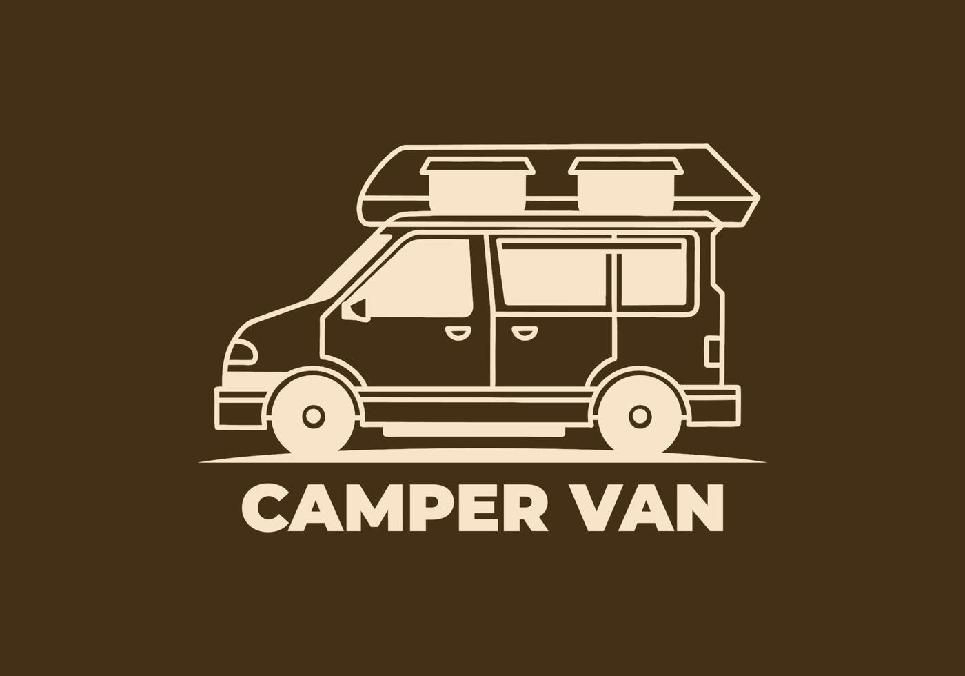 Vintage art illustration of a camper van car vector