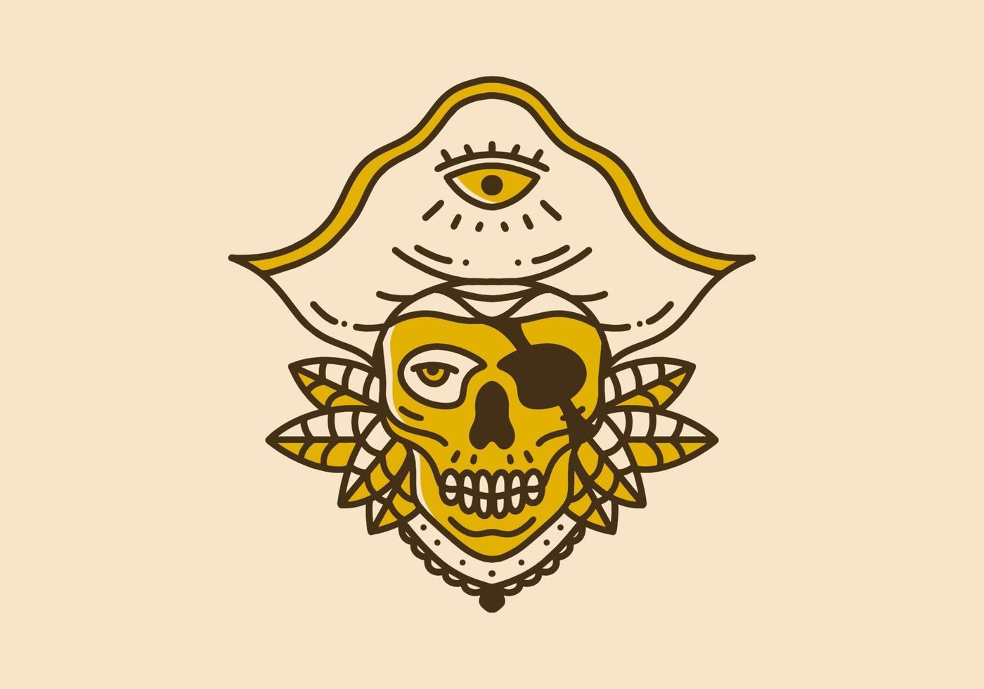 Vintage art illustration of the skull pirates vector