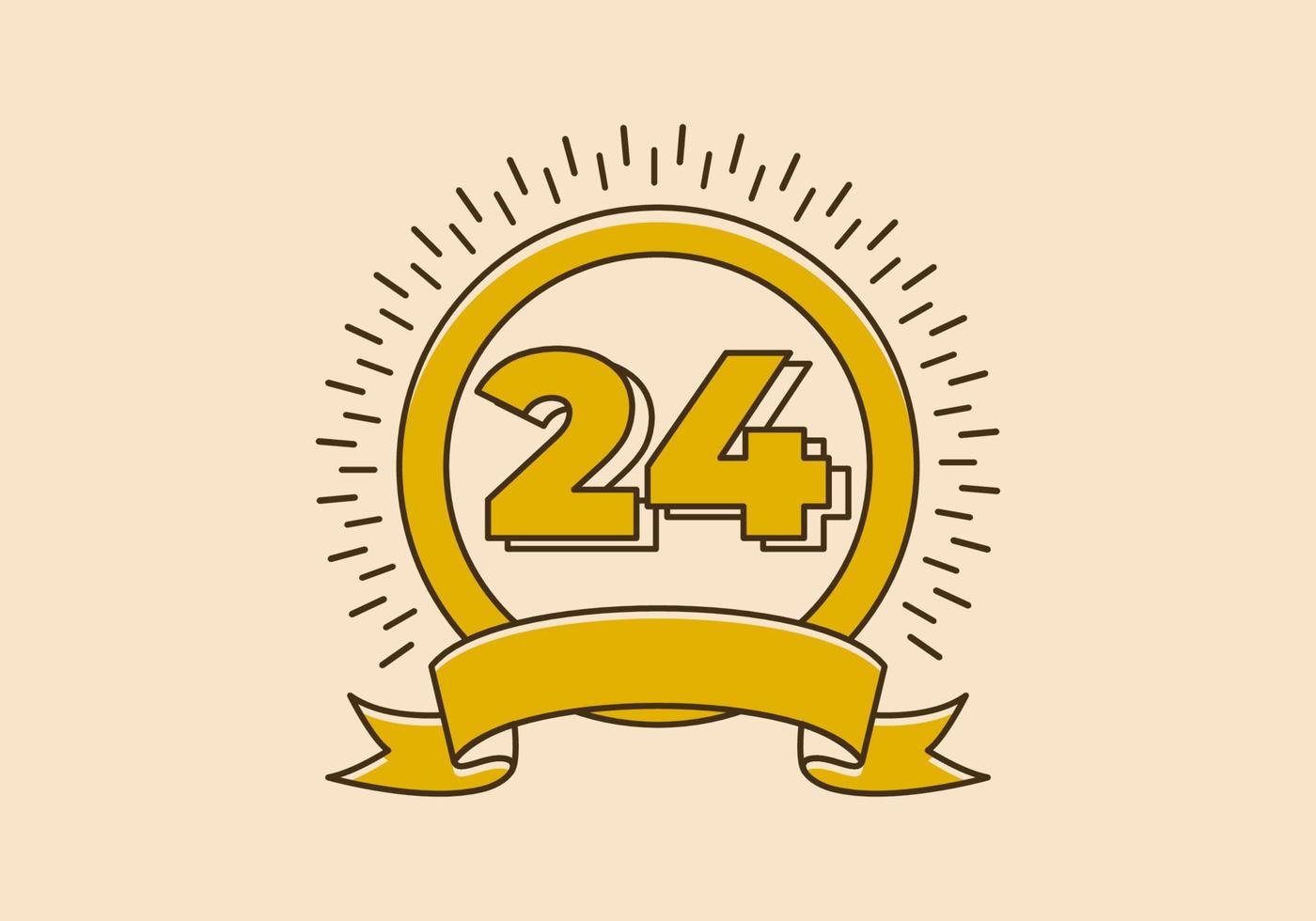 insignia de círculo amarillo vintage con el número 24 en él vector