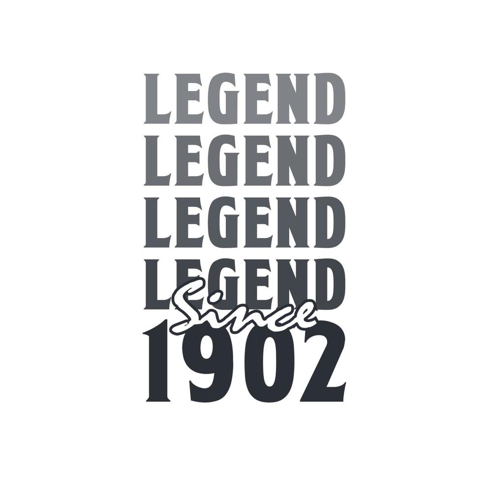Legend Since 1902,  Born in 1902 birthday design vector