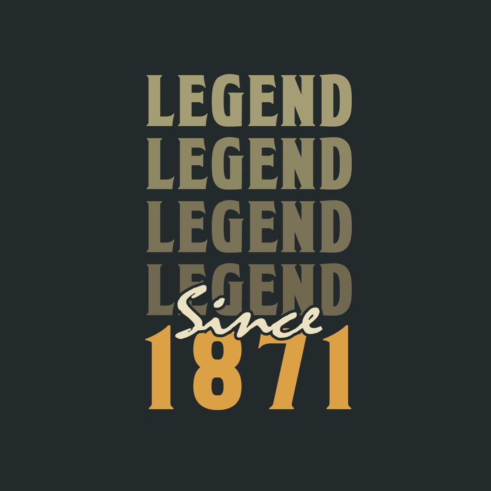 Legend Since 1871,  Vintage 1871 birthday celebration design vector