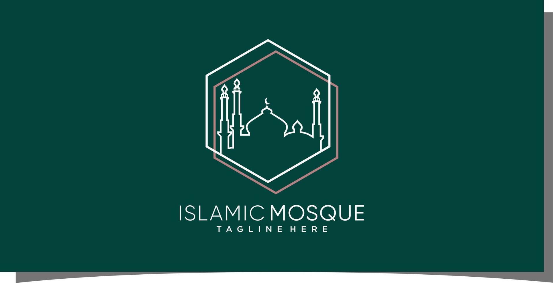 green mosque line logo with creative modern syle Premium Vector