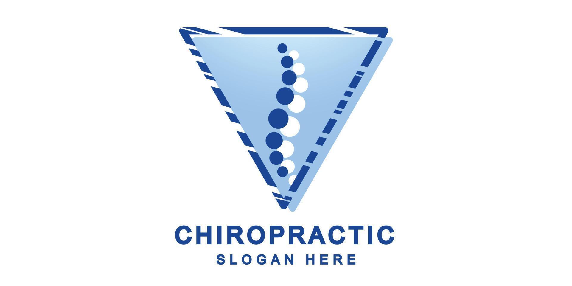 Chiropractic attention shape logo with modern style premium vector