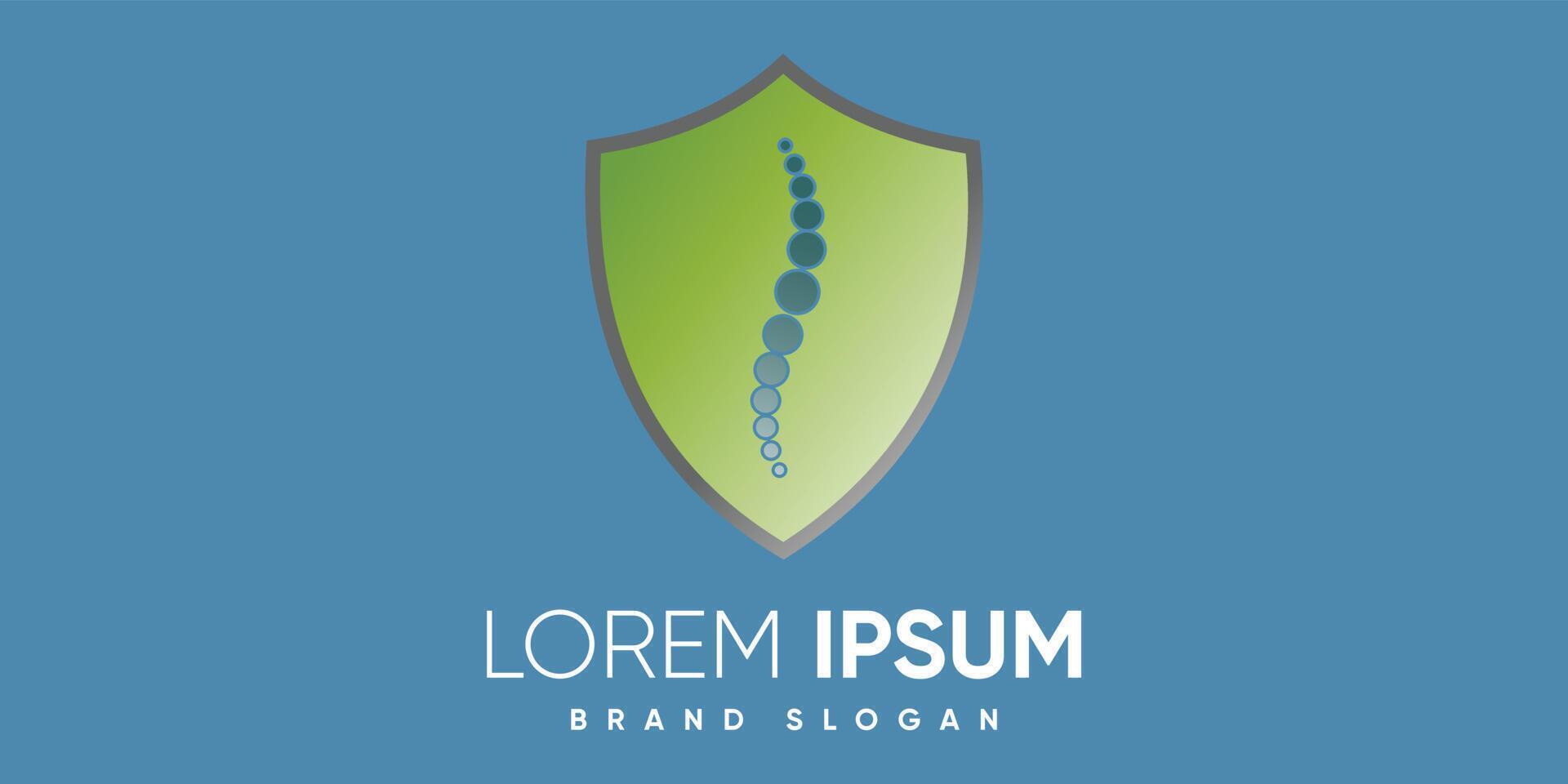 Shield logo chiropractic with modern style premium vector