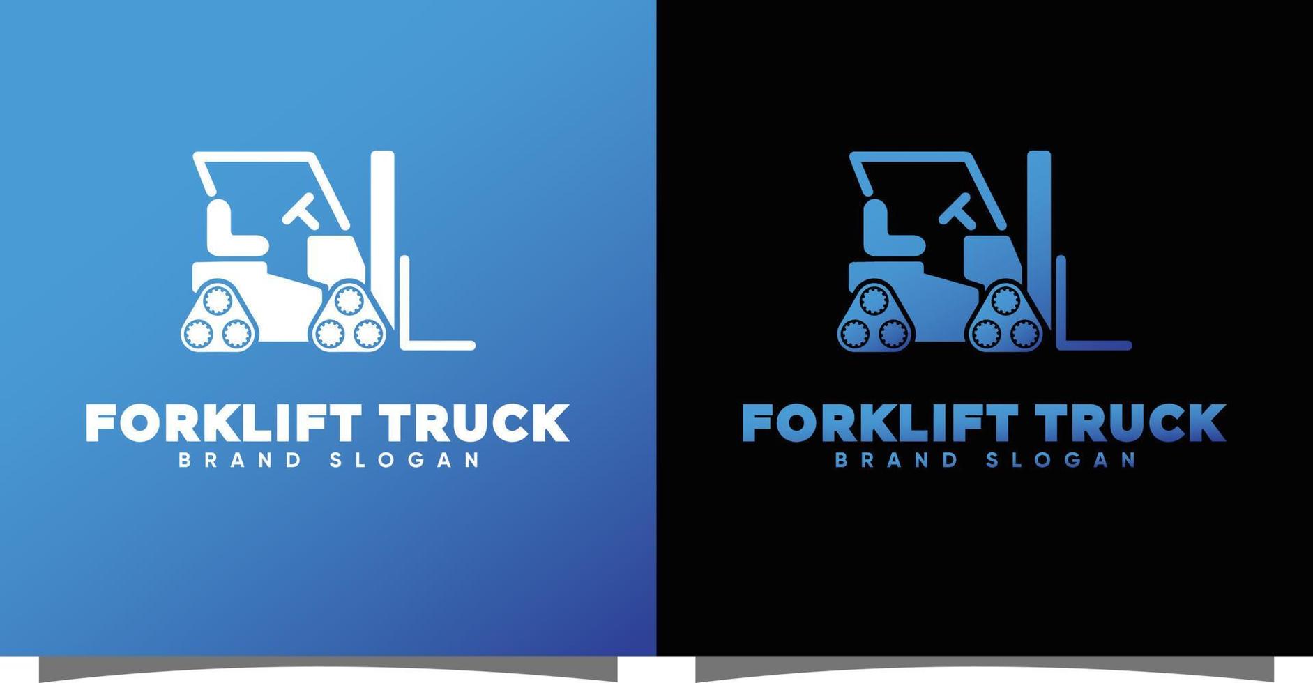Forklift logo with creative modern syle Premium Vector