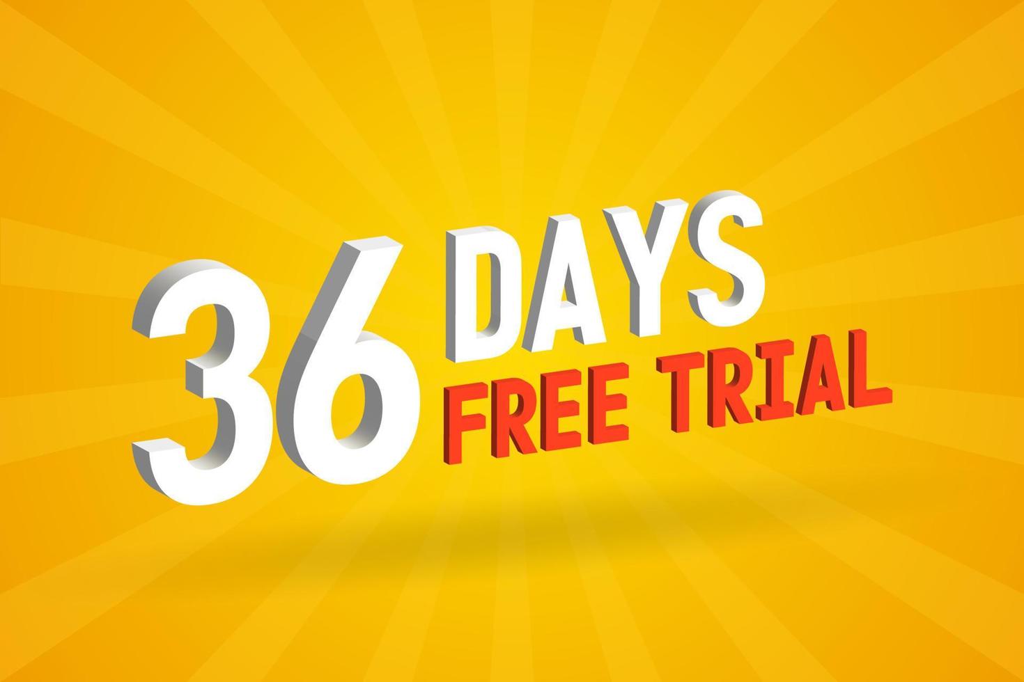 oferta gratuita 36 días de prueba gratuita texto 3d stock vector