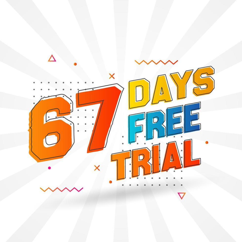 67 días de prueba gratuita vector de stock de texto en negrita promocional