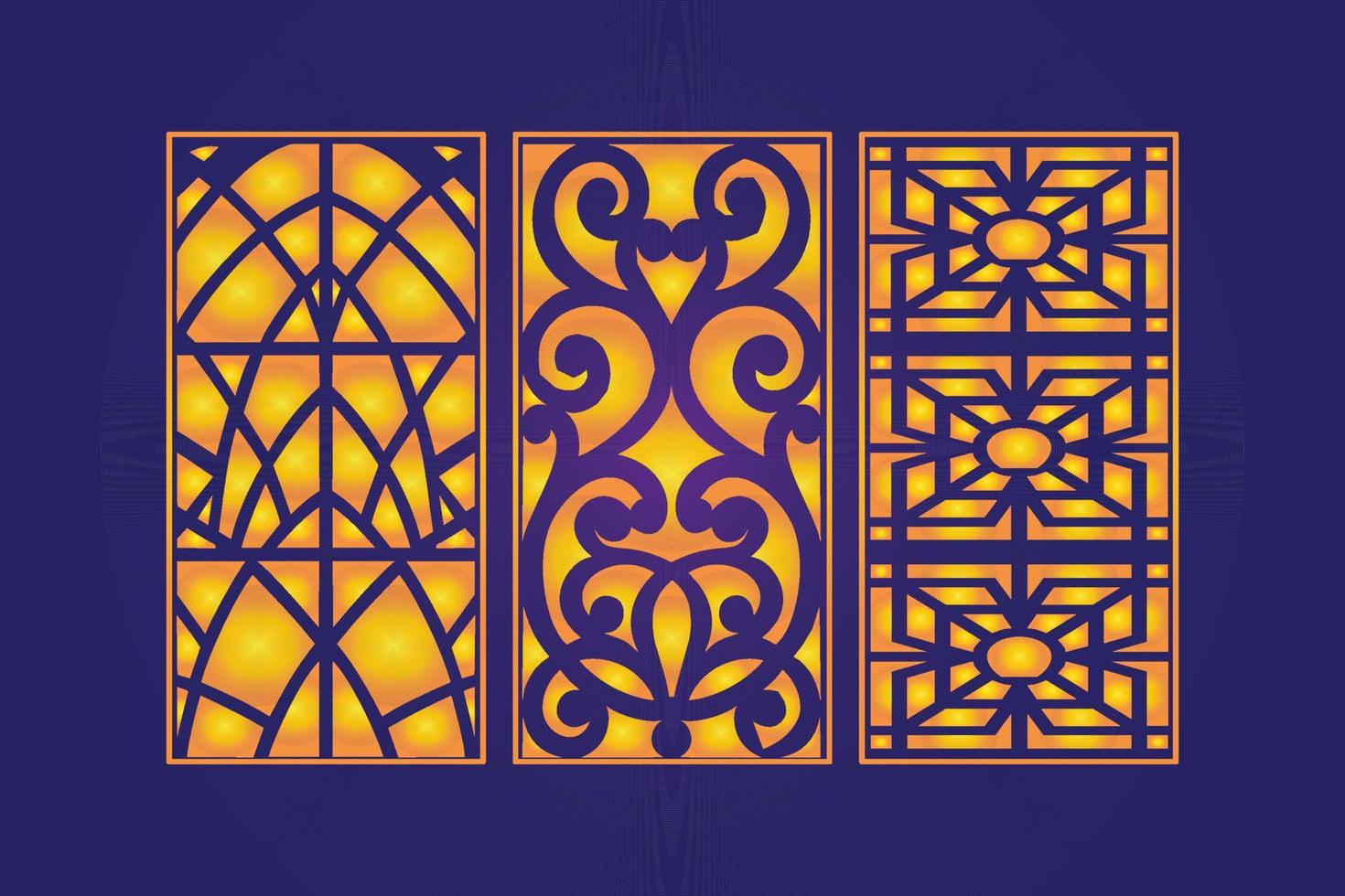 Decorative Die Cut Floral islamic Abstract Pattern Laser Cut Panels Template Gold vector