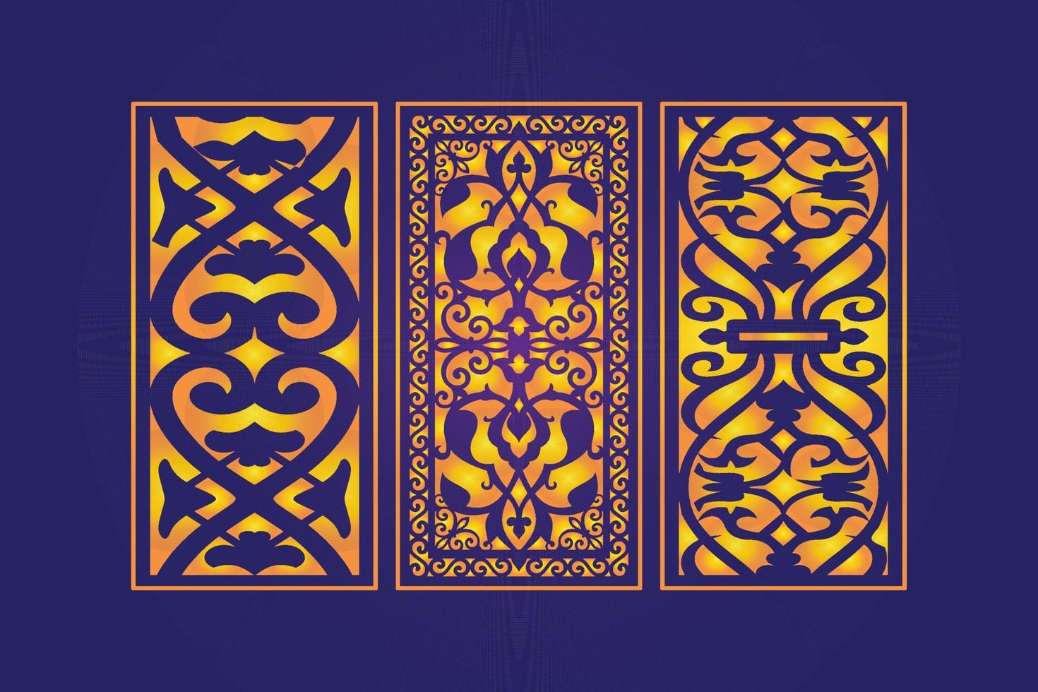 Decorative Die Cut Floral islamic Abstract Pattern Laser Cut Panels Template Gold vector